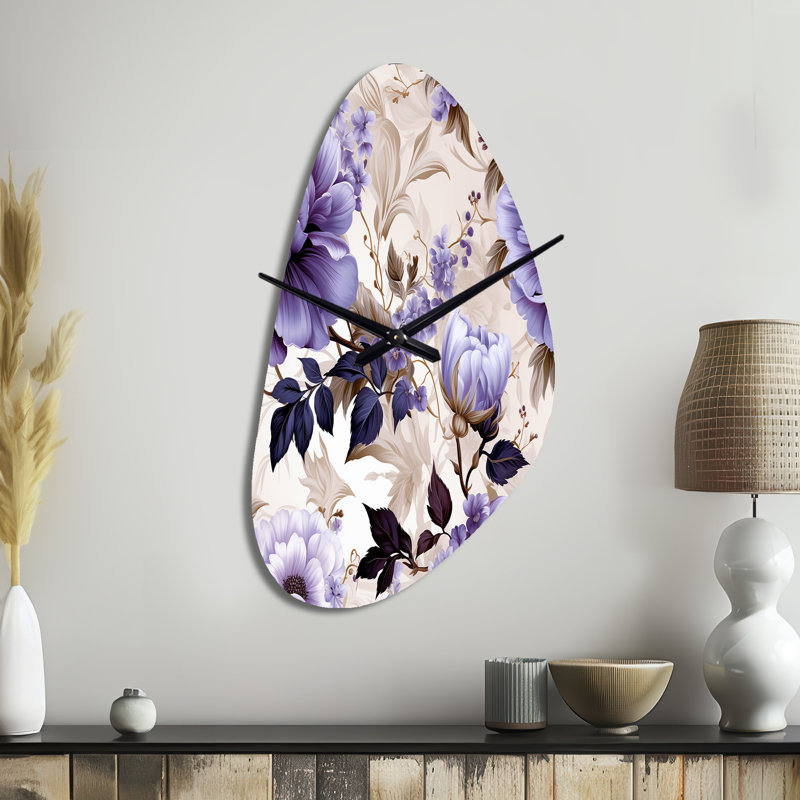 Victorian Elegance Soft Lavender Blossom II - Grande horloge murale 3D, Moyenne