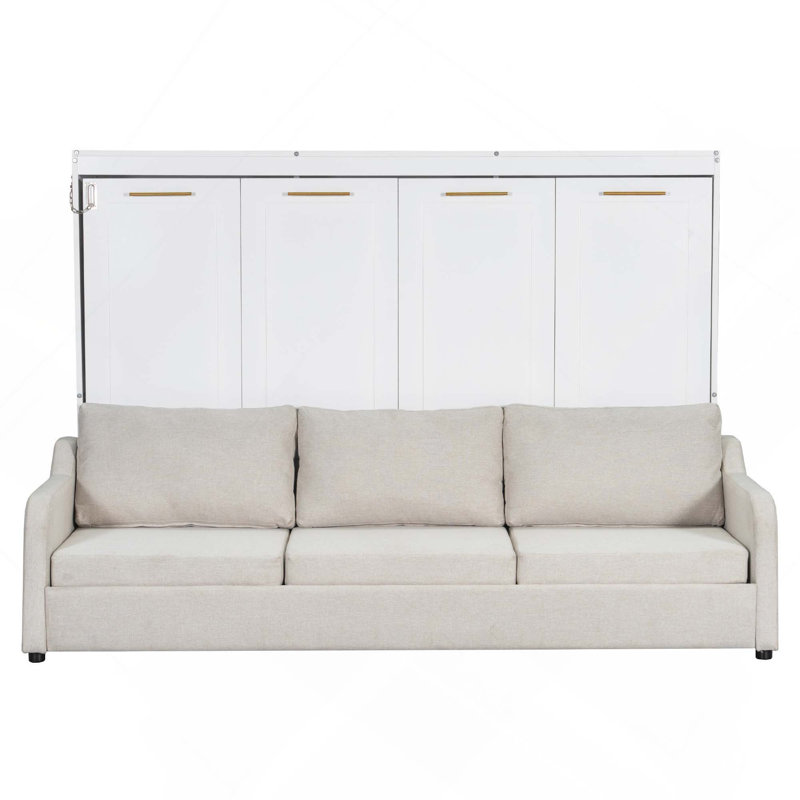Lit escamotable avec canapé escamotable Murphy, tablettes de rangement intégrées et éclairage à DEL pour économiser de l'espace