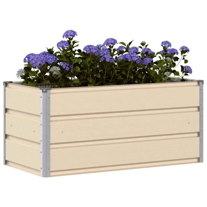  Planter 100 X 50 X 45 Cm Galvanised Steel, Ivory