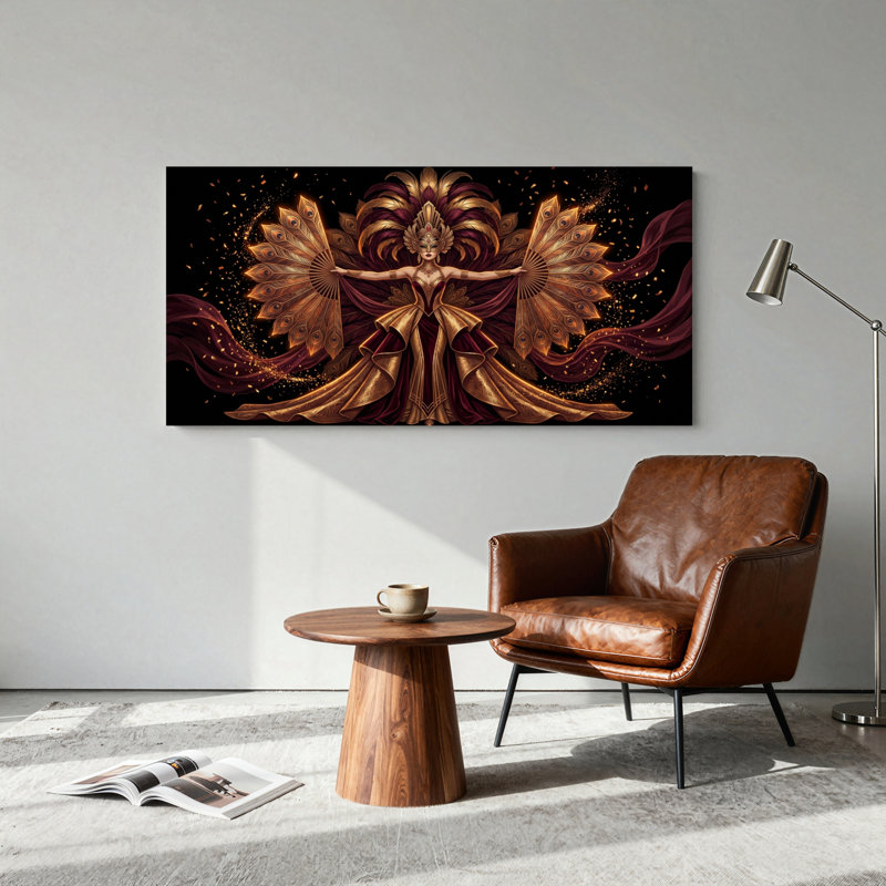 Ensemble de 1 tableau sur toile Golden Phoenix, L 46 po x H 24 po, Toile tendue