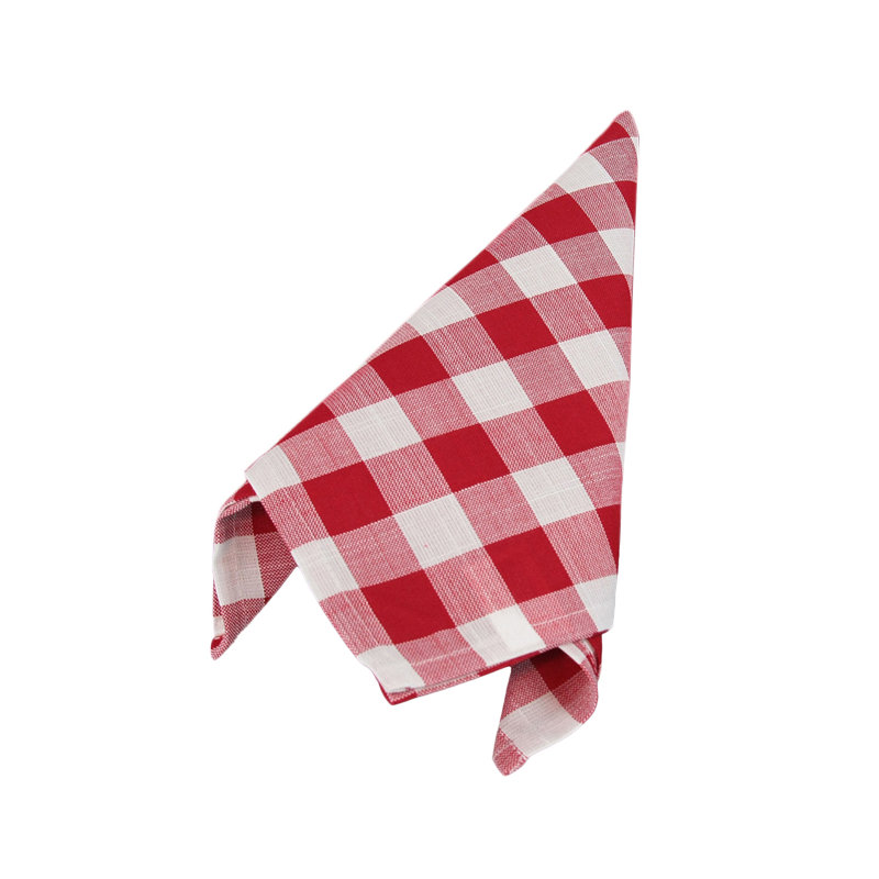 Aafreen Polyester Checkered Square Napkin, Red