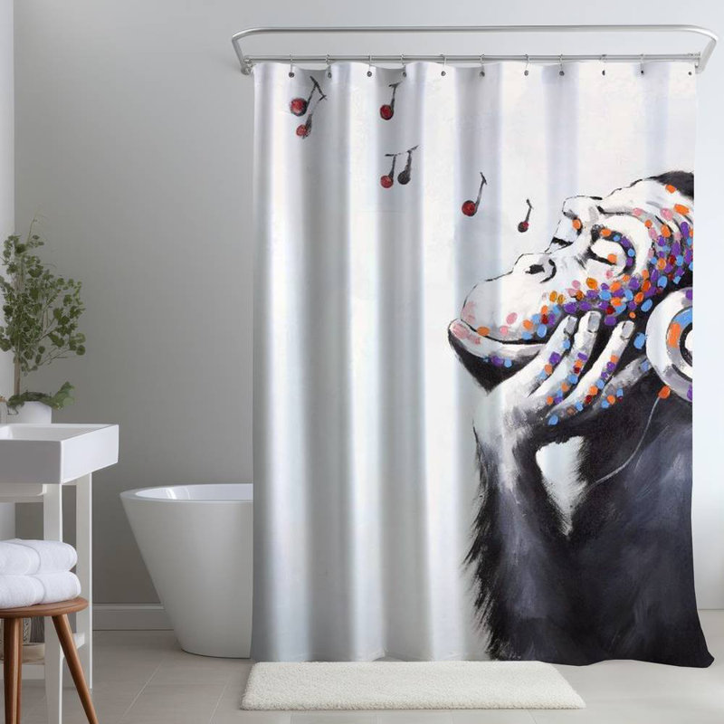 Shower Curtain AN96 – Polyester Shower Curtain, Dye Sublimation Print, 71" W × 74" L