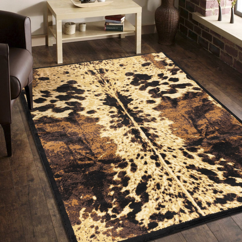 2 pi Tapis en polypropylène noir avec motif de dinde, X 3 po X 3 po
