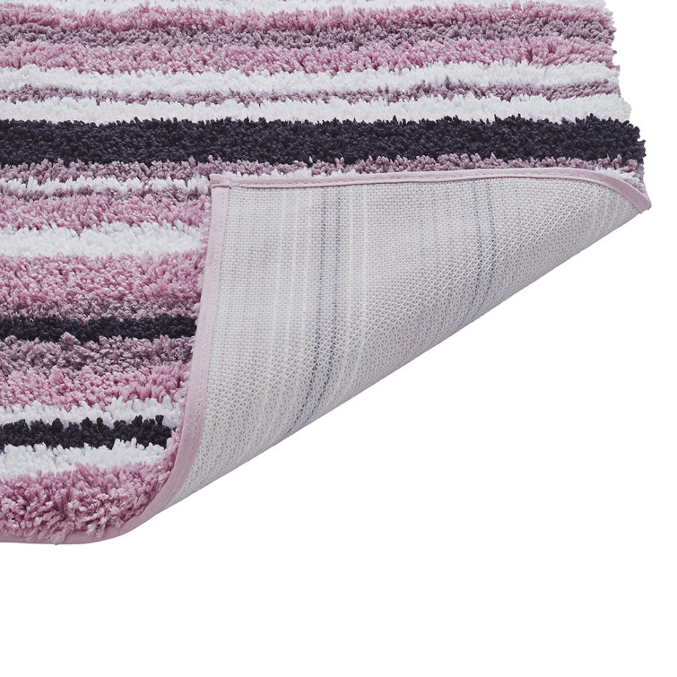 Griffie 100% Polyester Stripe Pattern Machine Washable Bathroom Rug Ebern Designs Color: Graphite, Size: 20 W x 32 L