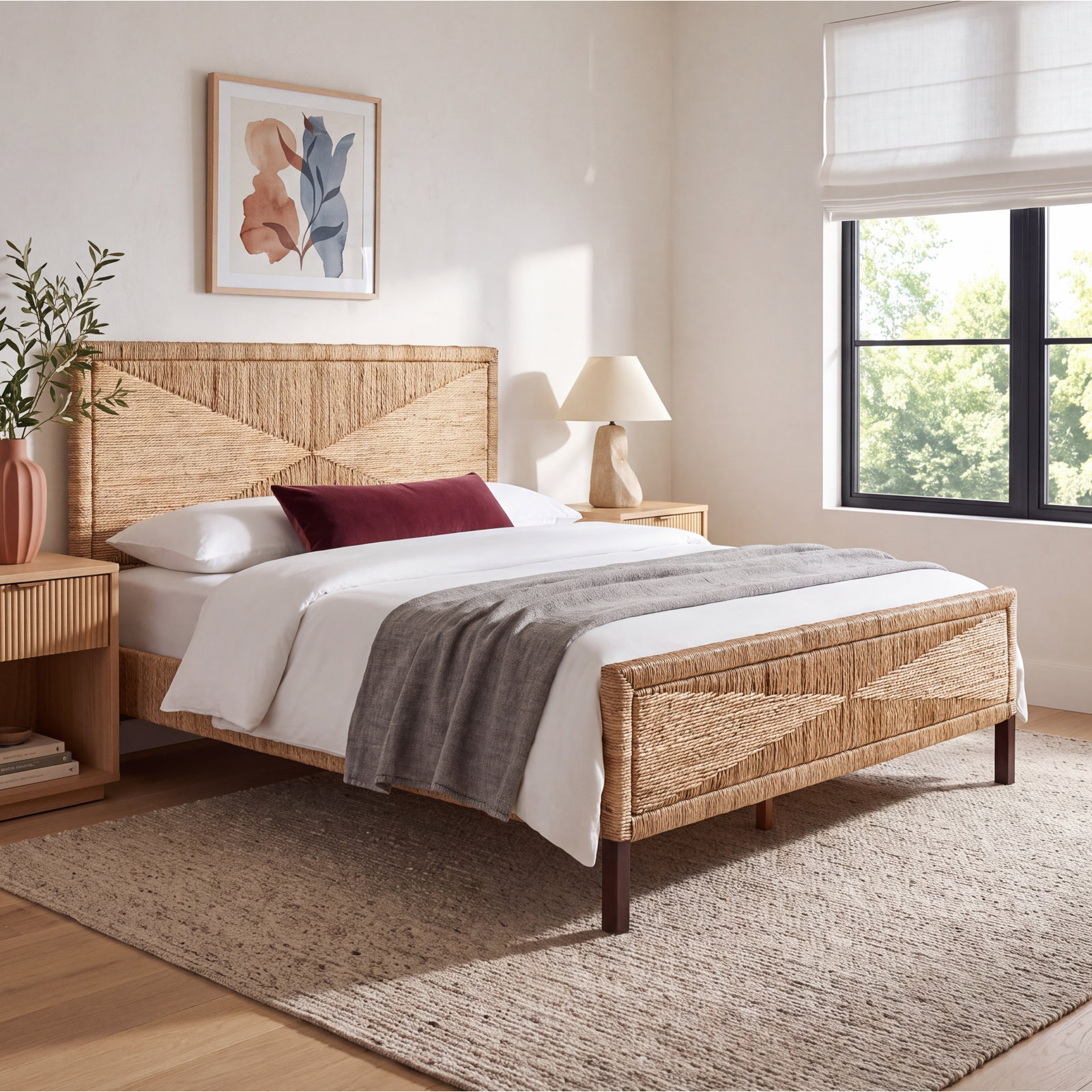 Aleja Woven Mahogany Bed, King