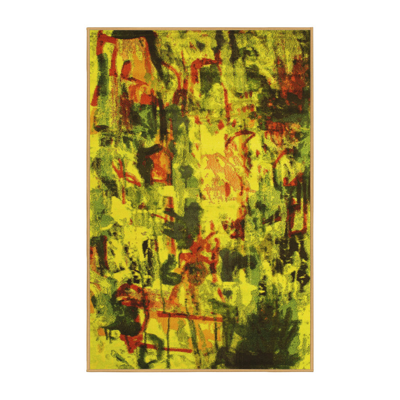 Tapis contemporains jaunes lavables à la machine 1176, Rectangle 2 pi x 3 pi