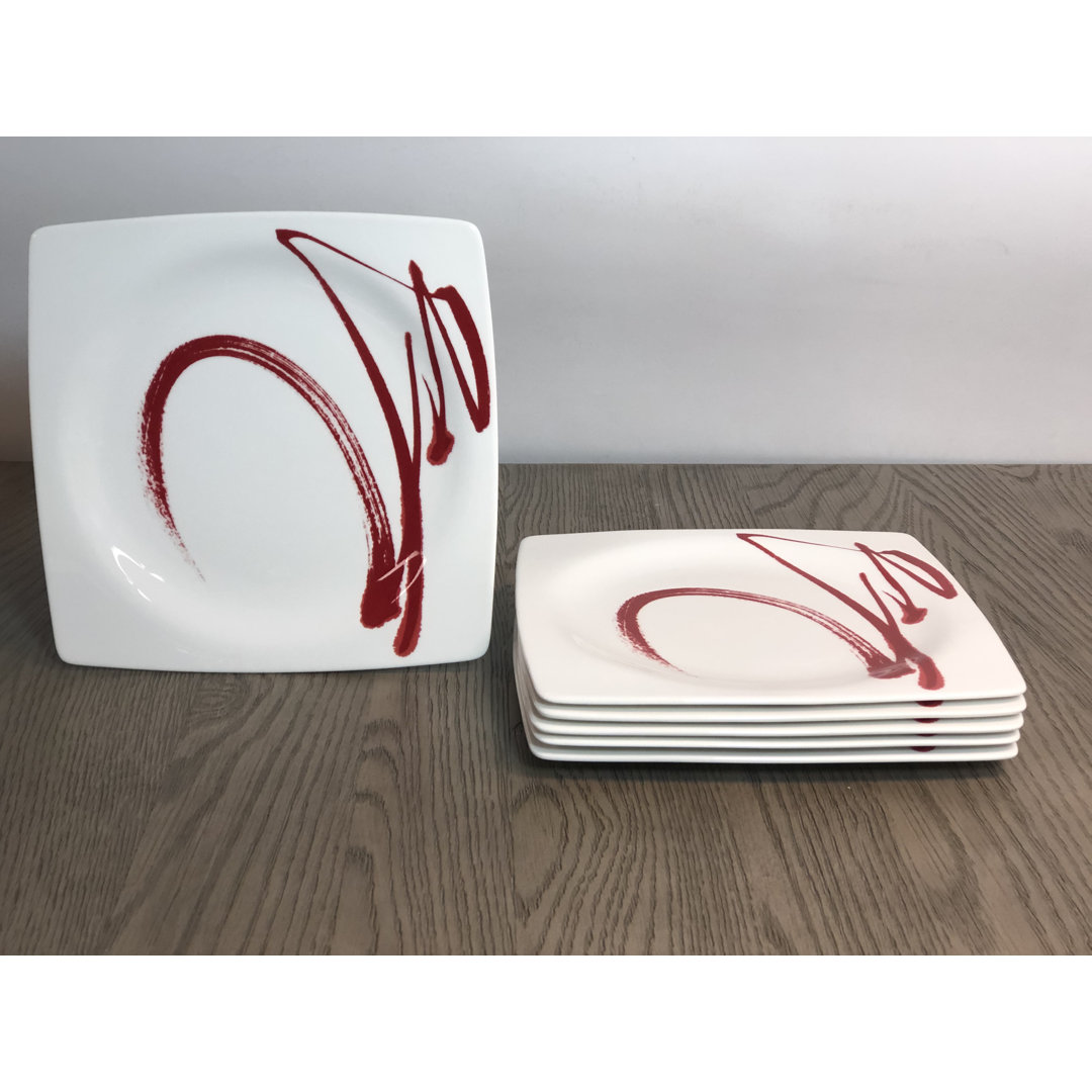 Red Vanilla Paint It 10.5" Bone China Dinner Plate (Set of 6) Red Vanilla