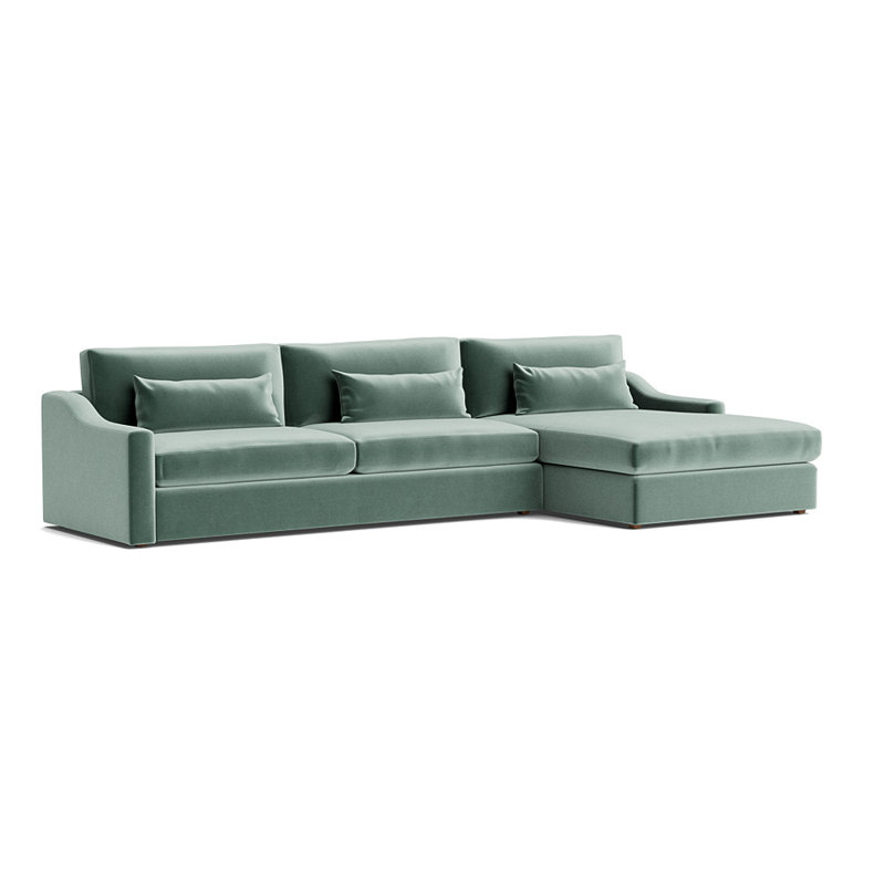 Canapé d'angle Haywood Slope Arm Right Chair et demie, Orienté à droite, Velours performance - jade