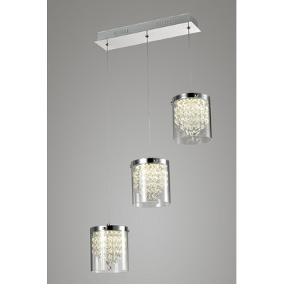 Oberon 3 Light LED Chandelier with Crystal Accents