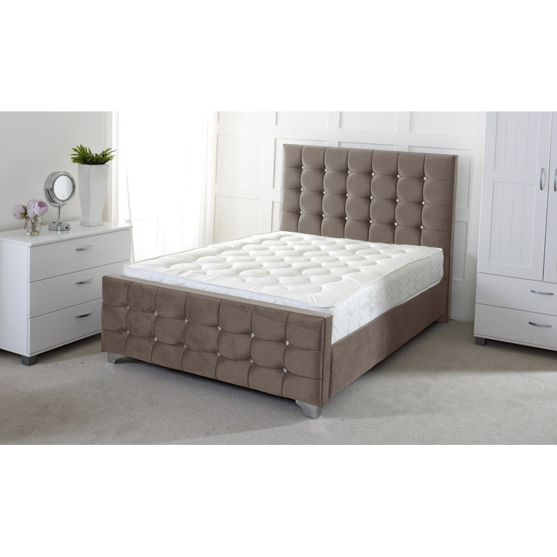 Karissa Upholstered Bed, Double (4'6), Coffee