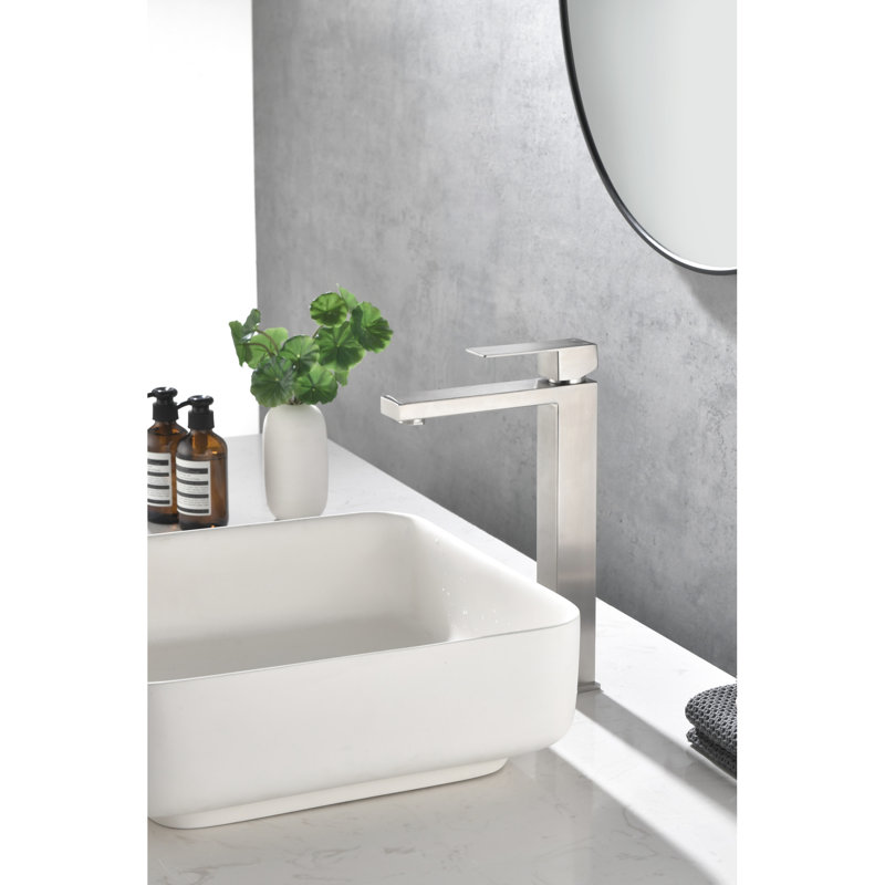 Bathroom Faucet With Single Hole Setup, Brushed Nickel, Stainless Steel, Corrosion Protection, Calm Water Output Sink Faucet, Mount Option, Prevents Corrosion, Smooth Flow