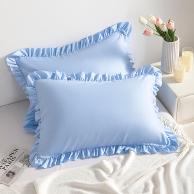2 Pack Ruffled Edge Decorative Pillow Shams,Envelope Design Bedroom Pillow Shams