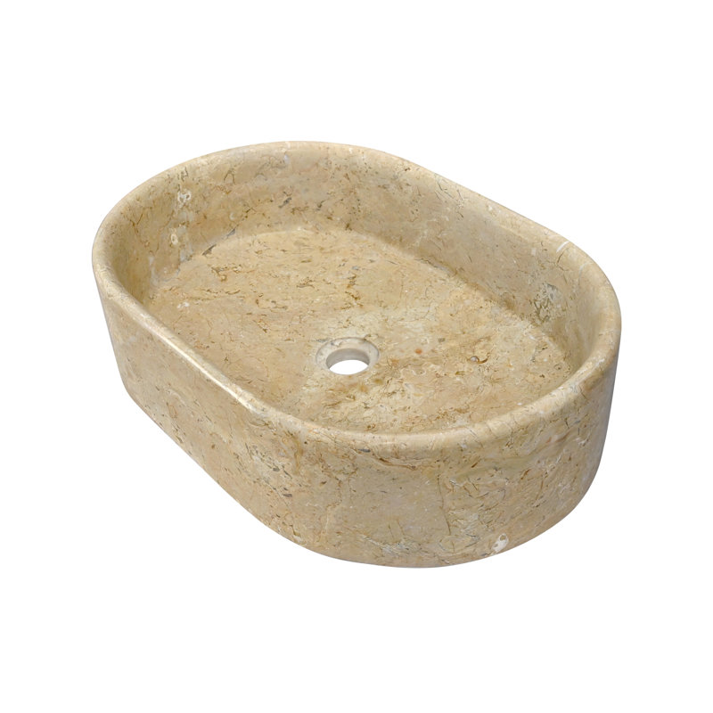 Gold Yellow Beige Natural Marble Bathroom Vessel Sink, Polished Finish | Gift Idea, Beige/Gold