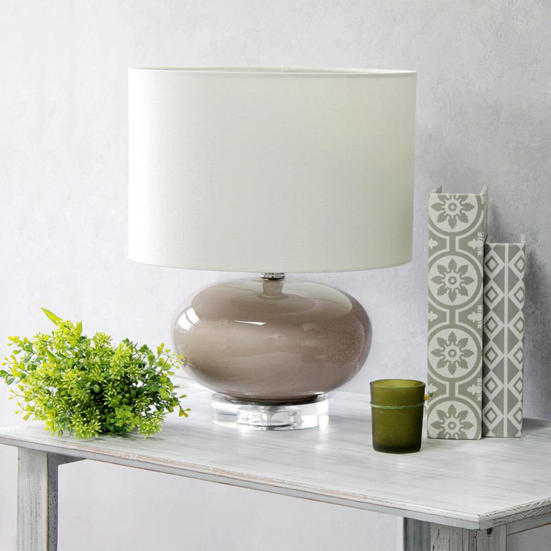Hannelie Glass Table Lamp, Gray