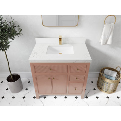 Sonoma 36 po X P 22 po Meuble-lavabo central D en terre cuite chaude avec quartz