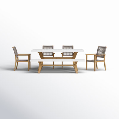 Fleur Rectangular 74" Long Dining Set