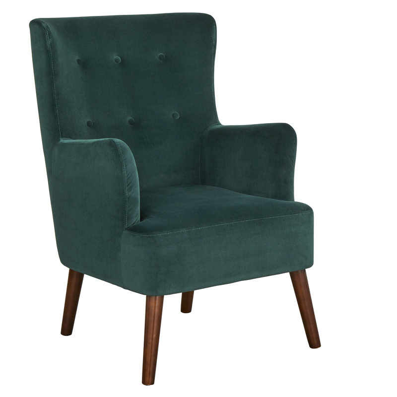 Fauteuil à oreilles rembourré de 26,38 po de large Piersten, Vert émeraude