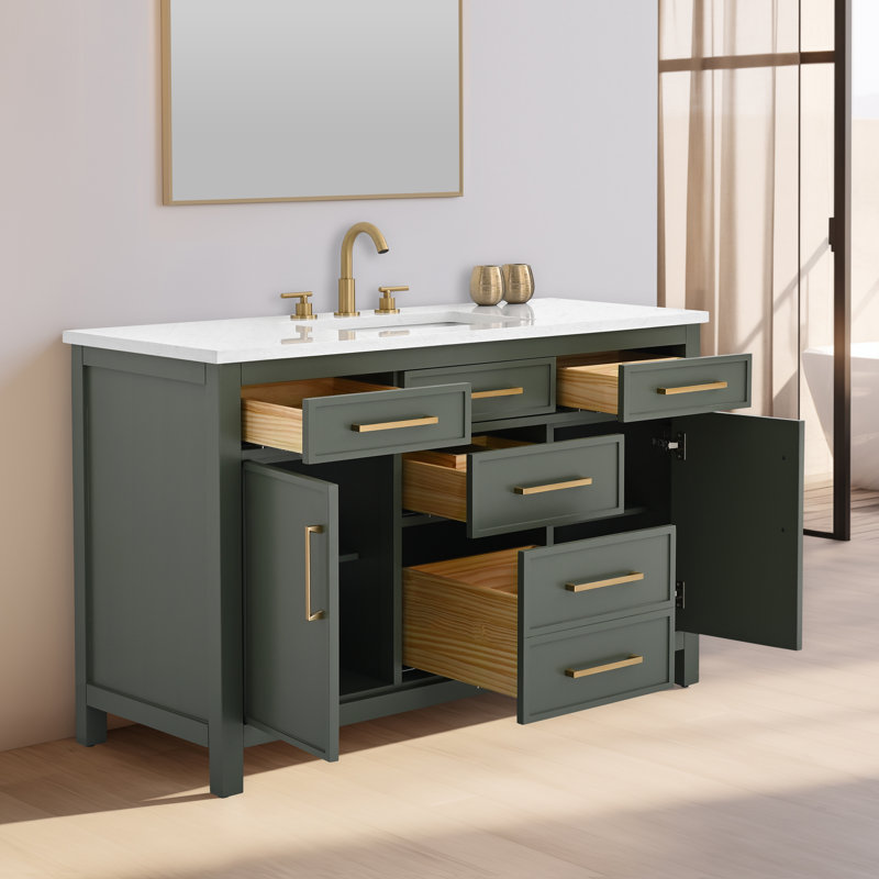 Wenniah 48" Single Vanity, Vintage Green/Brushed Bronze