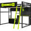 Lit mezzanine pleine grandeur, bureau, tablettes, ports, éclairage à DEL, petites chambres de dortoir, gardez le bureau bien rangé pour améliorer votre espace d'étude, qualité de fabrication en bois massif-1592497733