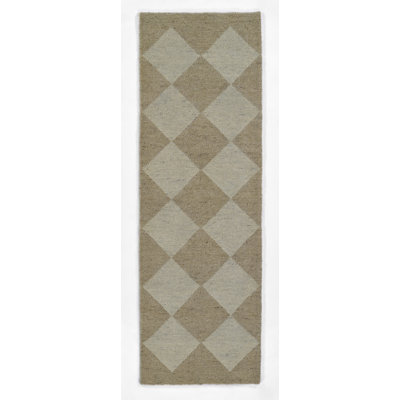 Winnie Wool Checkered Area Rug in Beige/Tan