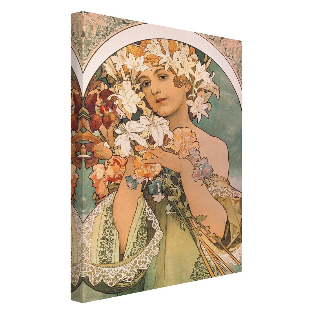 Leinwandbild Blume von Alfons Mucha