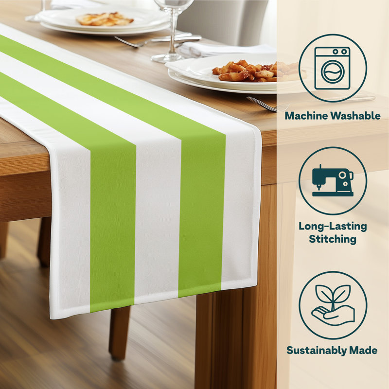 Lime Striped Table Runner 72" x 12", 72" L x 12" W, Lime