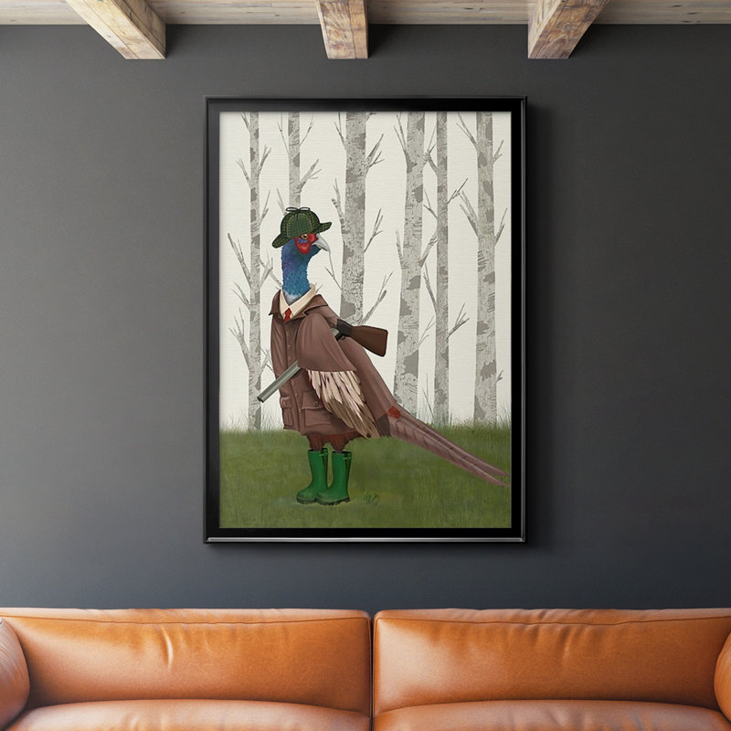 Faisan de tir 5 encadré sur papier, H 30,5 po x l 22,5 po x P 1 po, Noir
