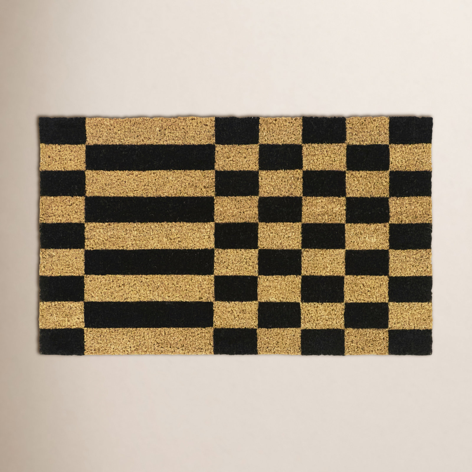 Checkerboard Stripe Geometric Doormat