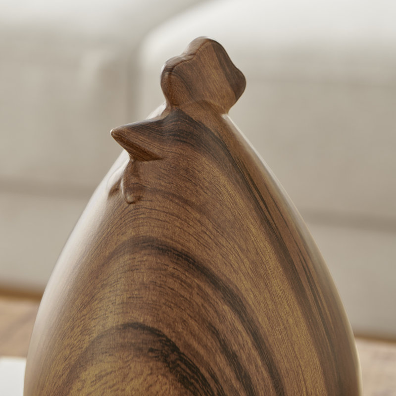Hona, ensemble de 2 figurines de poule de table moderne au fini noyer