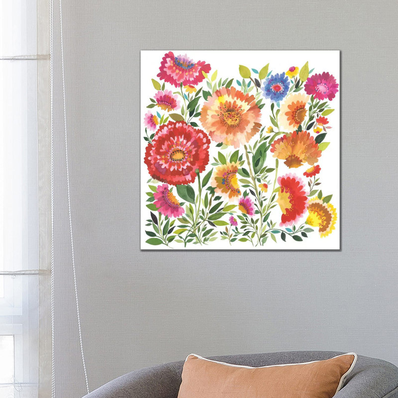 Zinnia Garden Textile by Kim Parker - Wrapped Canvas Gallery-Wrapped Canvas Giclée, 66.04 cm H x 66.04 cm W