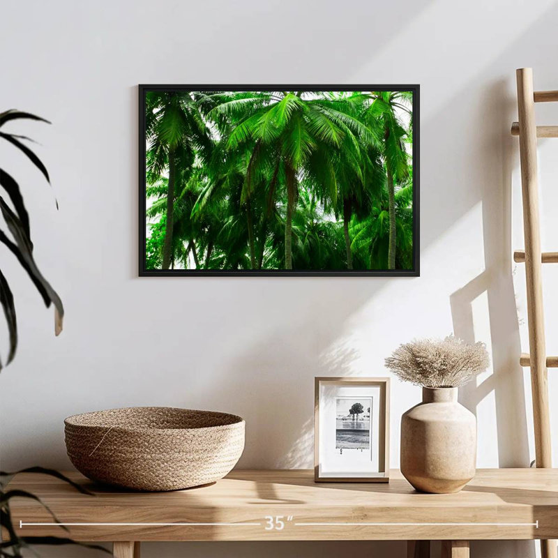 Palmier forêt, 19 po x 13 po, Cadre flottant noir