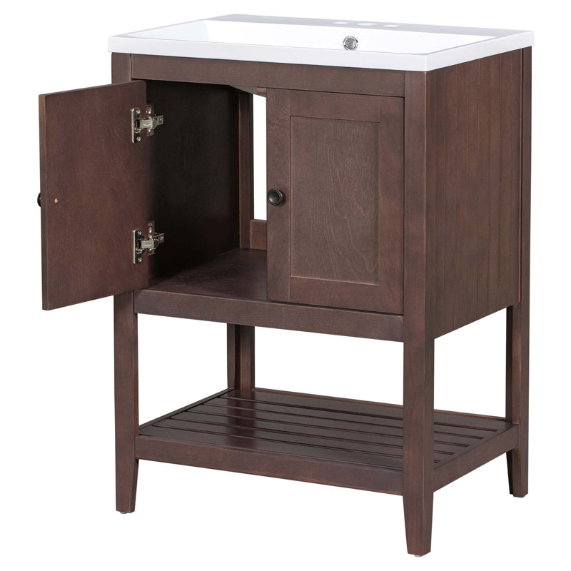 Meuble-lavabo moderne 24 "avec lavabo, Brun