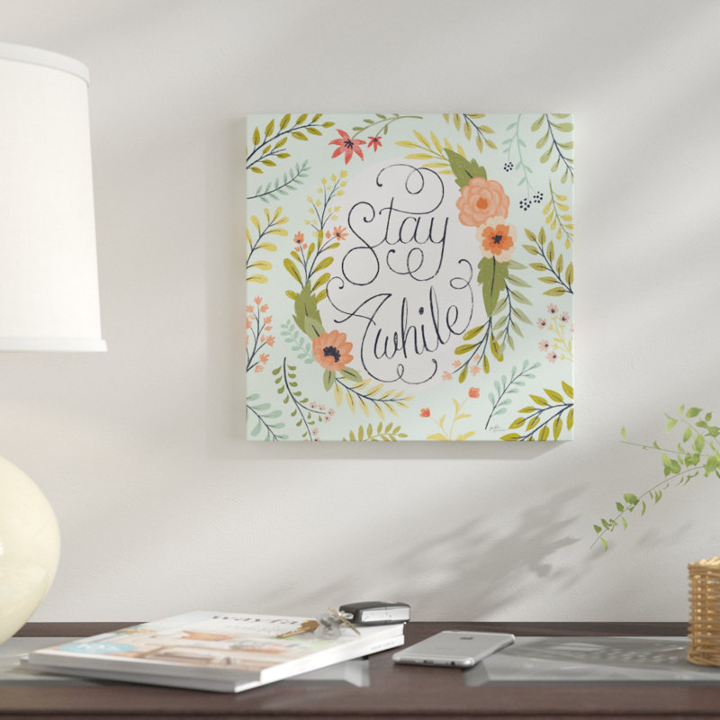 « rétro jardin ii menthe », art textuel sur toile, H 26 po x l 26 po x P 1,5 po, Toile tendue, Pas de tapis