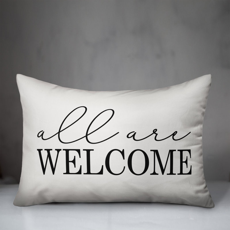 Textual Outdoor Throw Pillow, Off White/Black