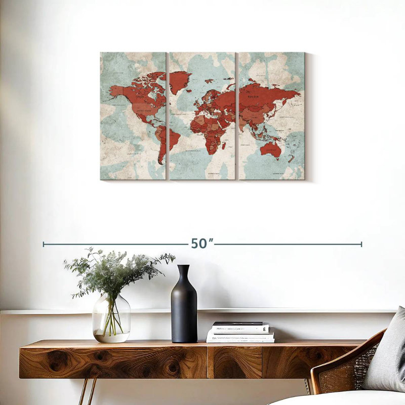 Keiri Aged World Map XII, 20" H x 33" W