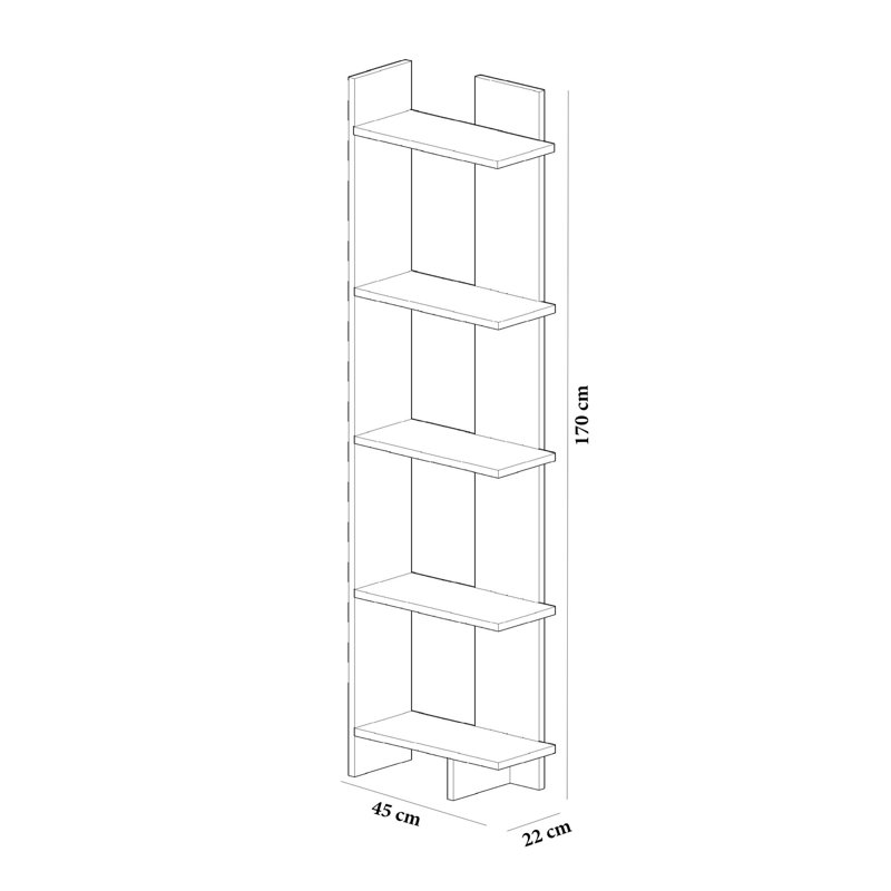 Bibliothèque d'angle Hutcherson H 66,93 "x l 17,72", Teck / Blanc