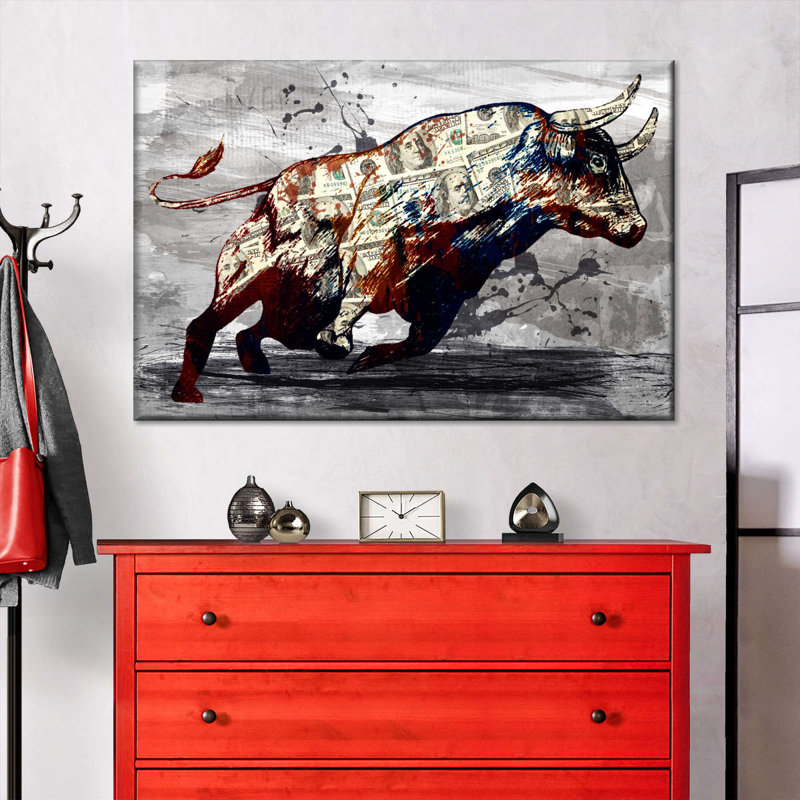 " Dollar Bull Power " by HustleBroIllustrations, 8" H x 12" W x 1" D