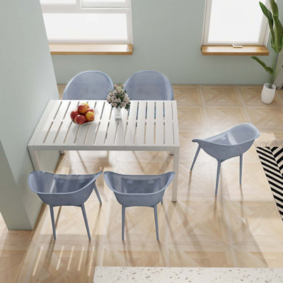 Ensemble de 2 chaises longues modernes - Plastique PP intérieur / extérieur toutes saisons, léger pour patio, plage, salon