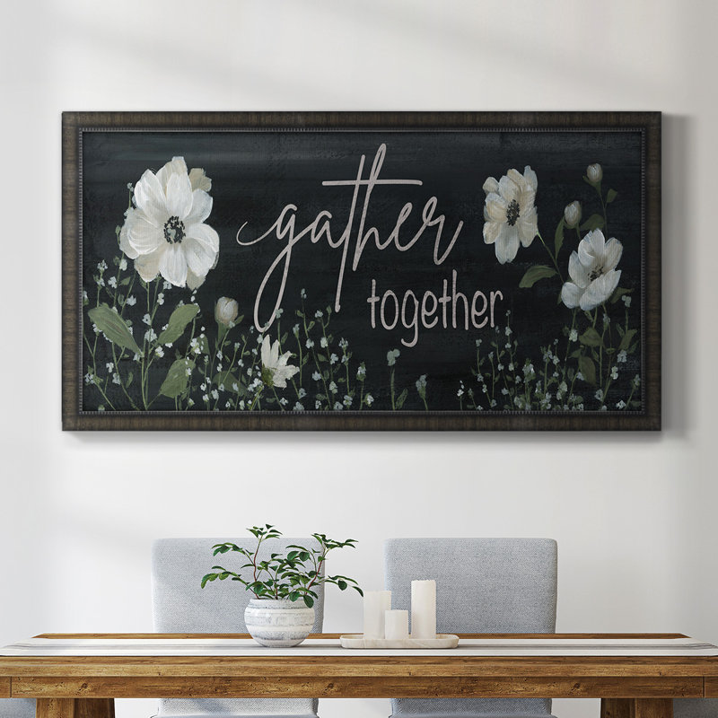 " Gather Together ", Black Framed Canvas, 25" H x 45" W x 1" D