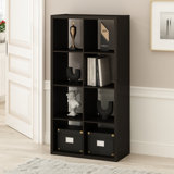  Simple Open Back Cube Storage Organizer, Standing Shelf, 8-Cube, Dark Oak