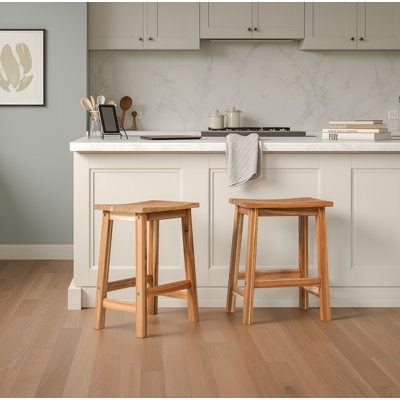 Solid Acacia Wood Bar Stools (Set of 2)