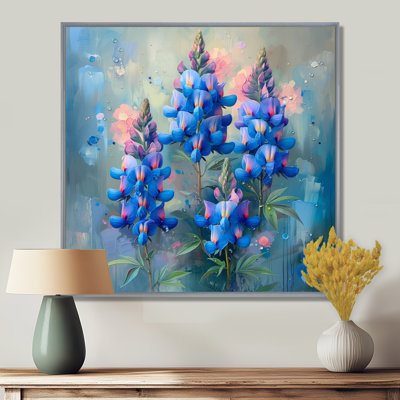 «Blue Pink Morning Dew Blue Bonnets» - décoration murale bonnets bleus