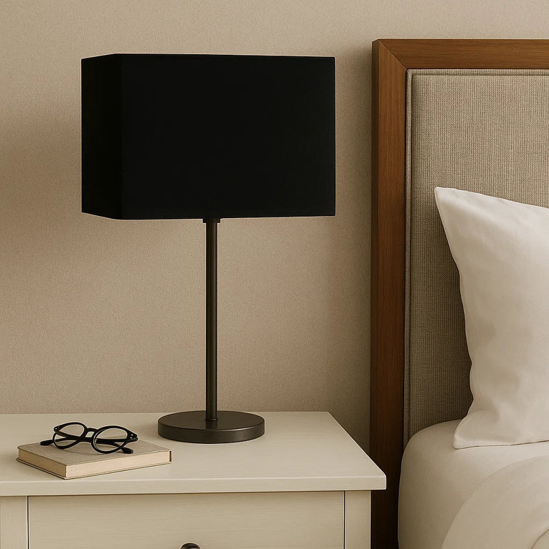 Cotton Rectangle Lamp Shade ( Screw On ), 20cm H x 30cm W x 15cm D, Black