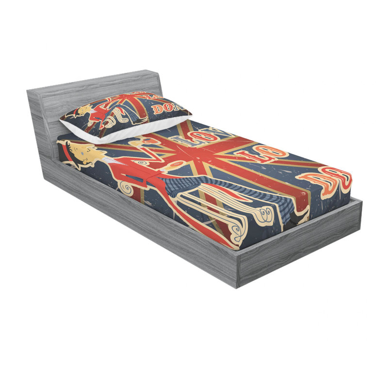 Ensemble de draps I Love London, Ensemble de draps pour lit simple avec drap-housse