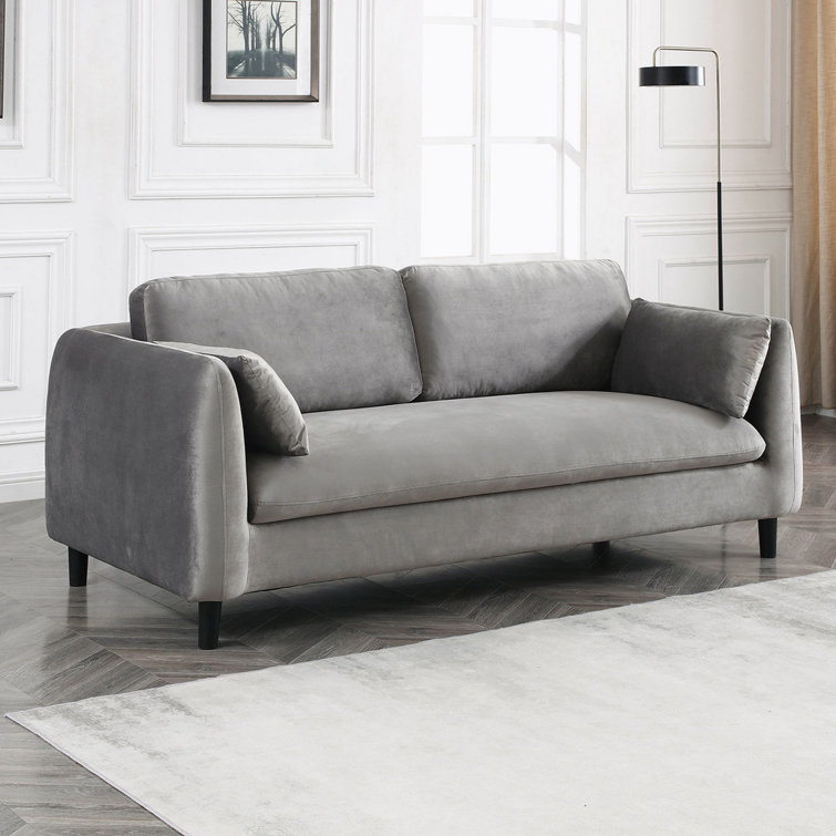 Serta Copenhagen 78 Sofa - Pillowed Back Cushions and Rounded Arms,  Durable Modern Upholstered Fabric - Gray