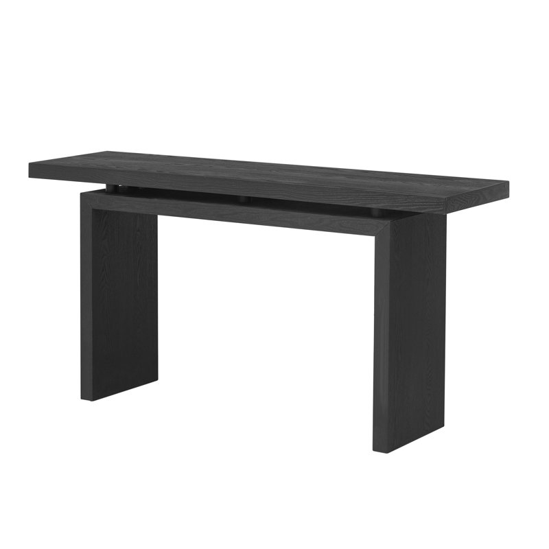 U_STYLE Modern Ash Veneer Console Table - Sleek Black MDF Entryway Table With Unique Tabletop Design, Space-Saving Hallway Or Living Room Accent Piece
