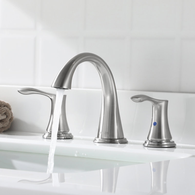 Widespread 2-handle Bathroom Faucet with Drain Assembly, Brushed Nickel