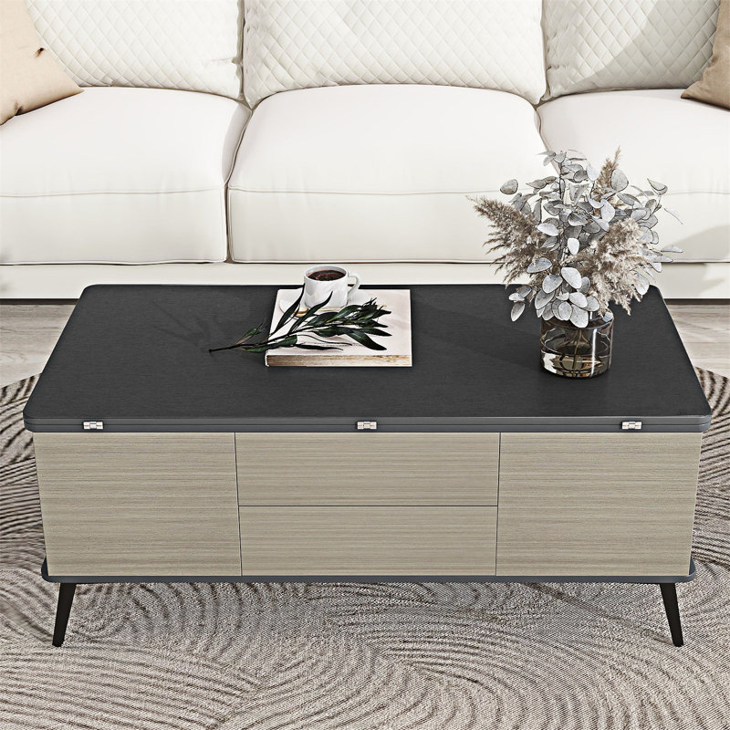 Ensemble de tables basses à plateau relevable avec rangement et repose-pieds