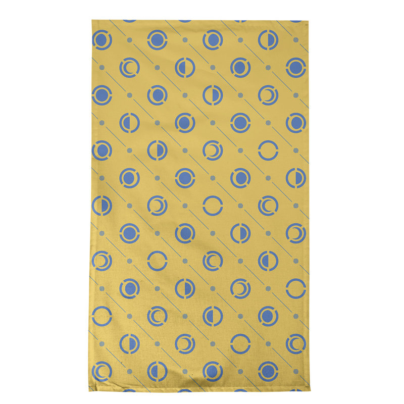 Torchon Moon phases, Jaune/bleu, Croisé en coton