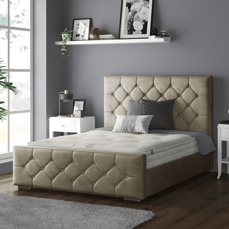 Chen Upholstered Bed, Coffee, Double (4'6)